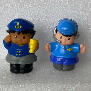 Lot of 2 Fisher-Price Little People SEA CAPTAIN and PILOT Figures Toys